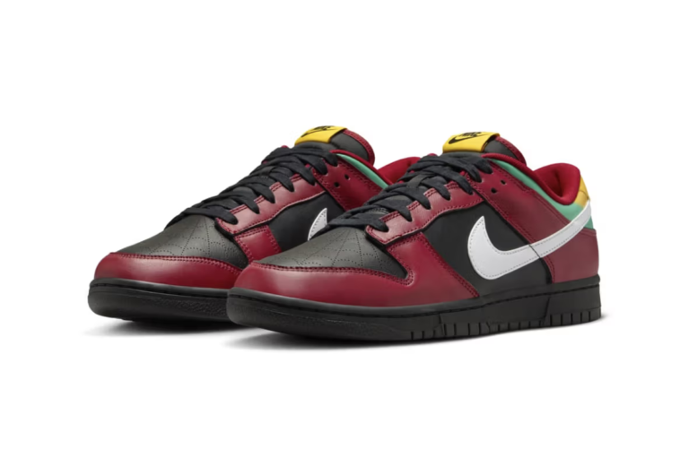 The iconic Nike Dunk Low gets a rebellious makeover! "Biker Tattoos" features black leather with red stitching, white Swoosh, & eagle tattoo accents. Releasing Fall 2024 for $135 USD via Nike & select retailers. (Keyword: Nike Dunk Low Biker Tattoos)
